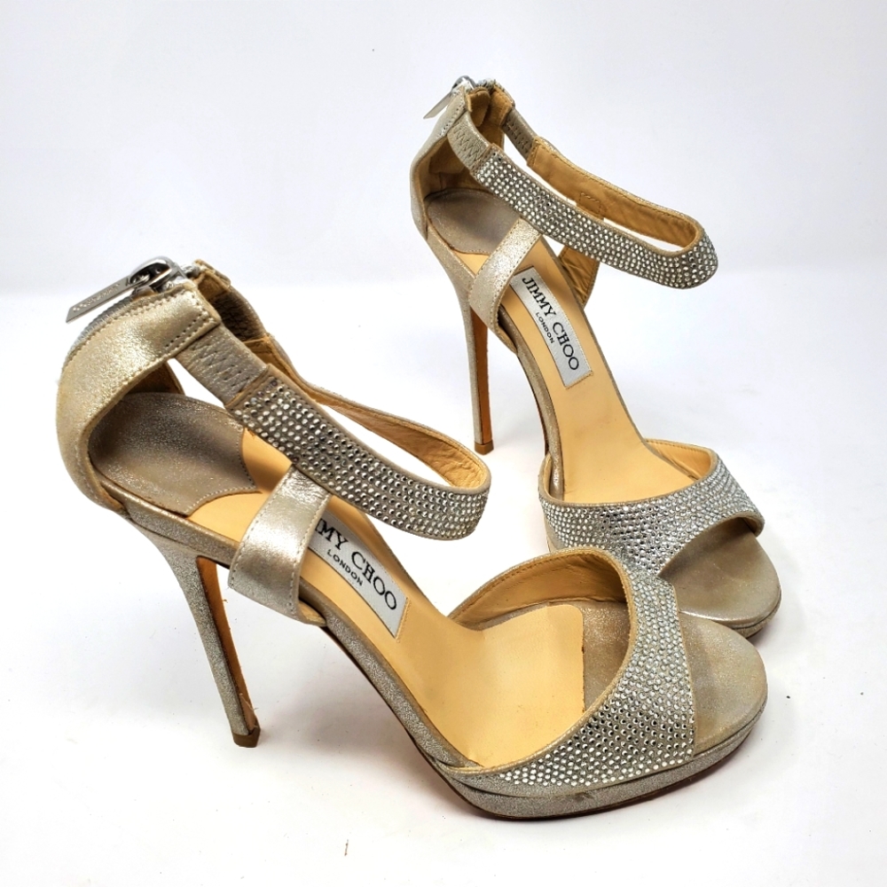 Jimmy Choo Silver Suede Pumps